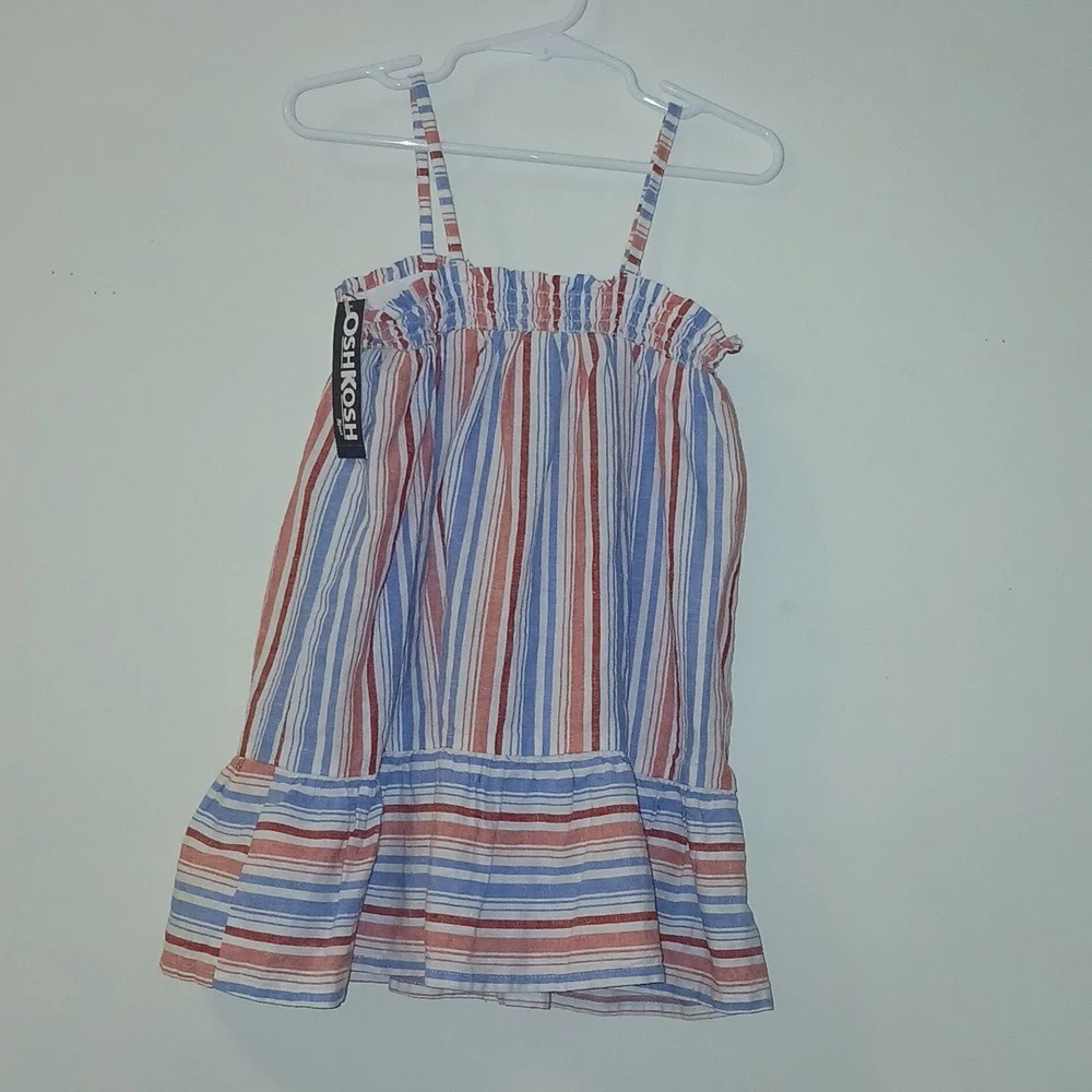 Oshkosh B'gosh Toddler Girls Sz 3T Multi Striped Ruffle Smocked‎ Bodice Dress